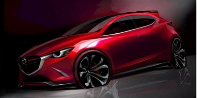 Рекламное изображение концепта хэтчбэка - прототипа Mazda 2 нового поколения